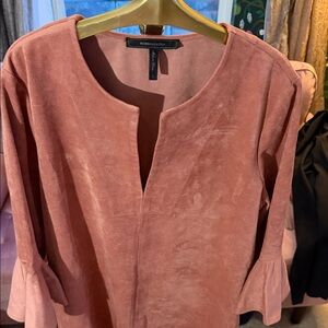 BCBGMaxAzria Dusty Pink Suede Dress v neck sheath style fit BCBG Max Azria sz L